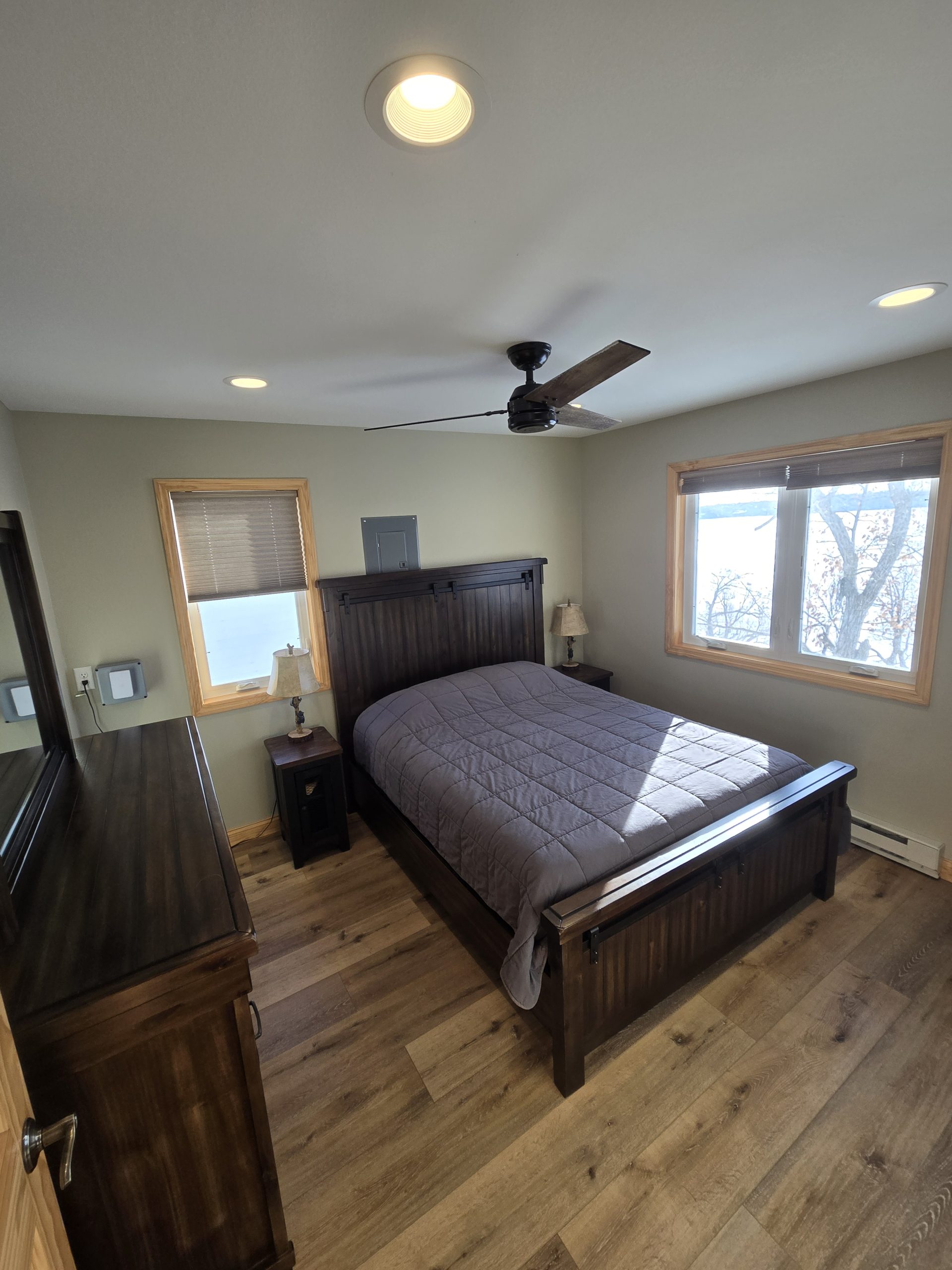 A comfortable cabin bedroom