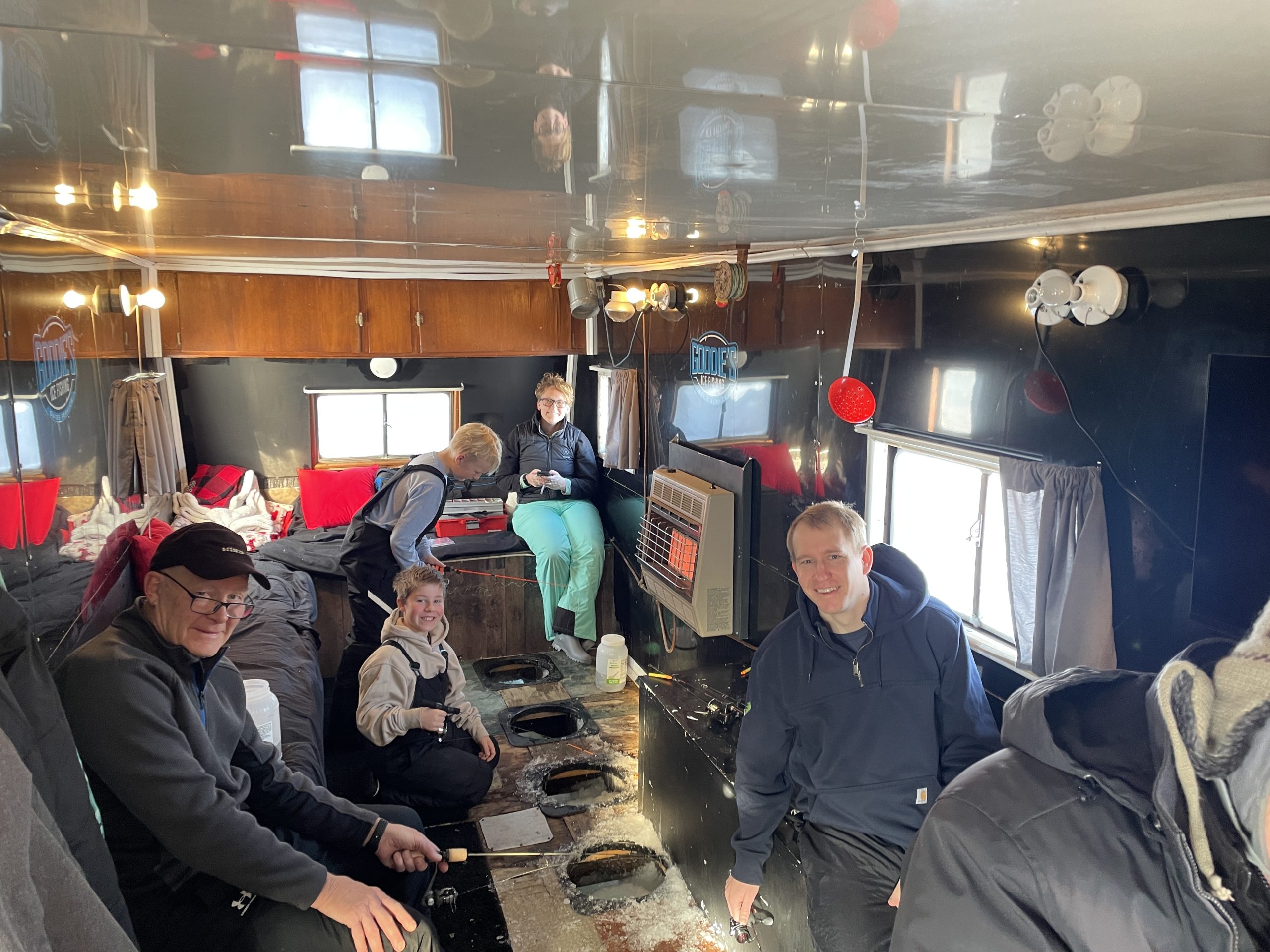 Ice fishing shanty on Lake Darling