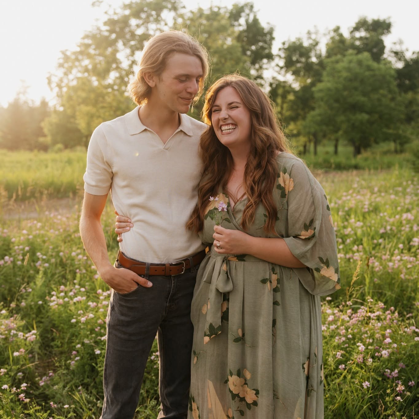 Reagan and her fiancé Austin at sunset